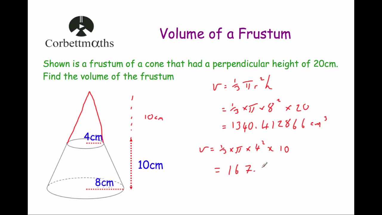 Volume of a Frustum - Corbettmaths