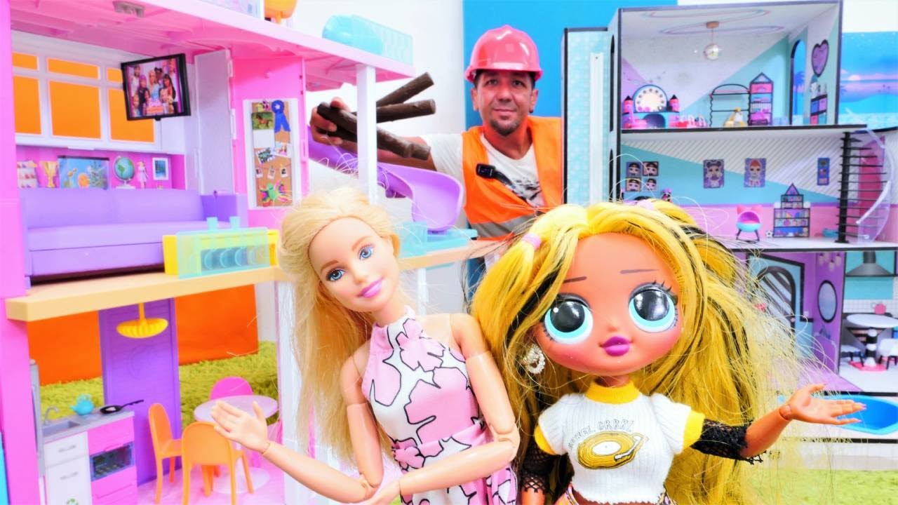 Barbie evi taşıma oyunu! Barbie ve  LOL'ler evlerin yerini paylaşamadılar. &Uuml;mit ile kız oyunları