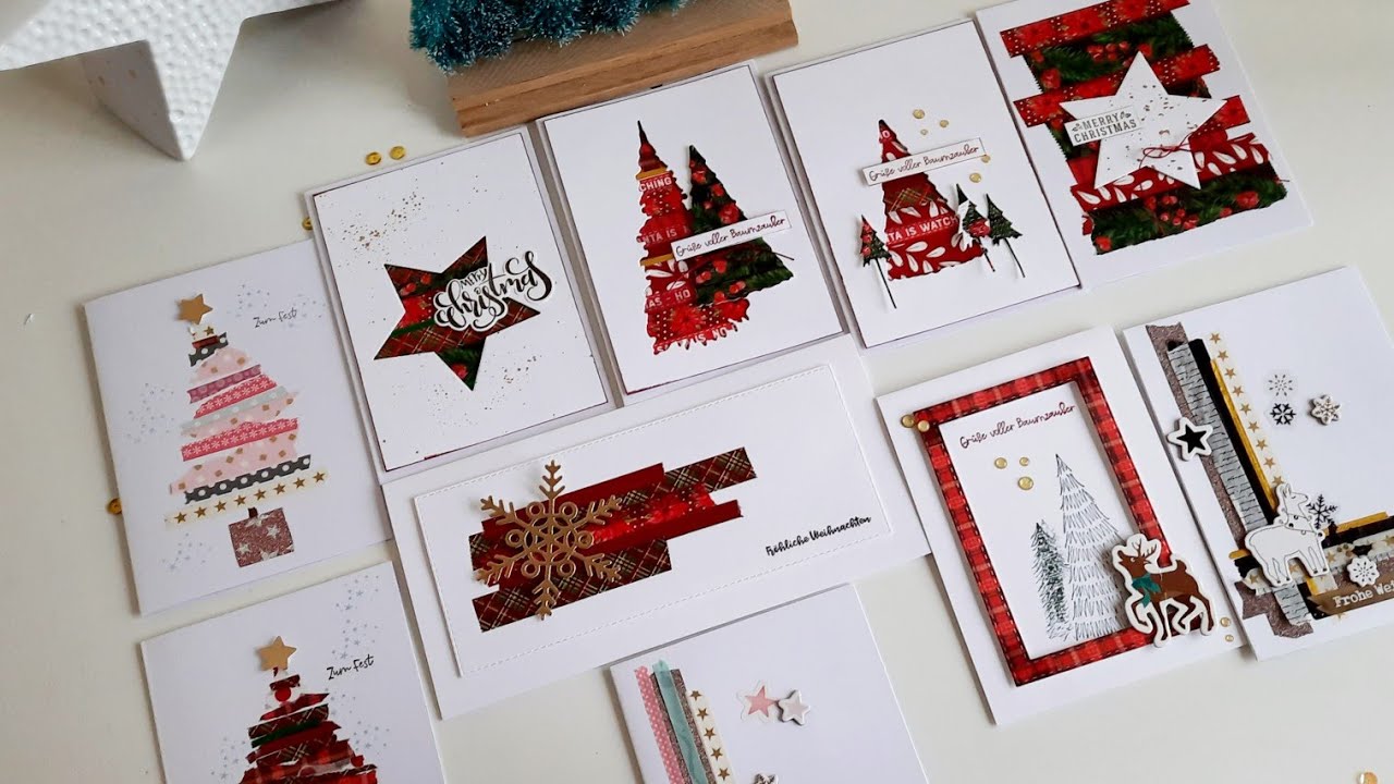 2./6 Sonntage Weihnachten, Washiweihnachtskarten, Karten mit Washi Tape von Action, Weihnachtskarten