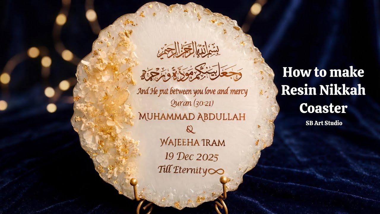 How to Make Nikkah Resin Frame with Quran Ayat / Wedding Resin Art Plaque