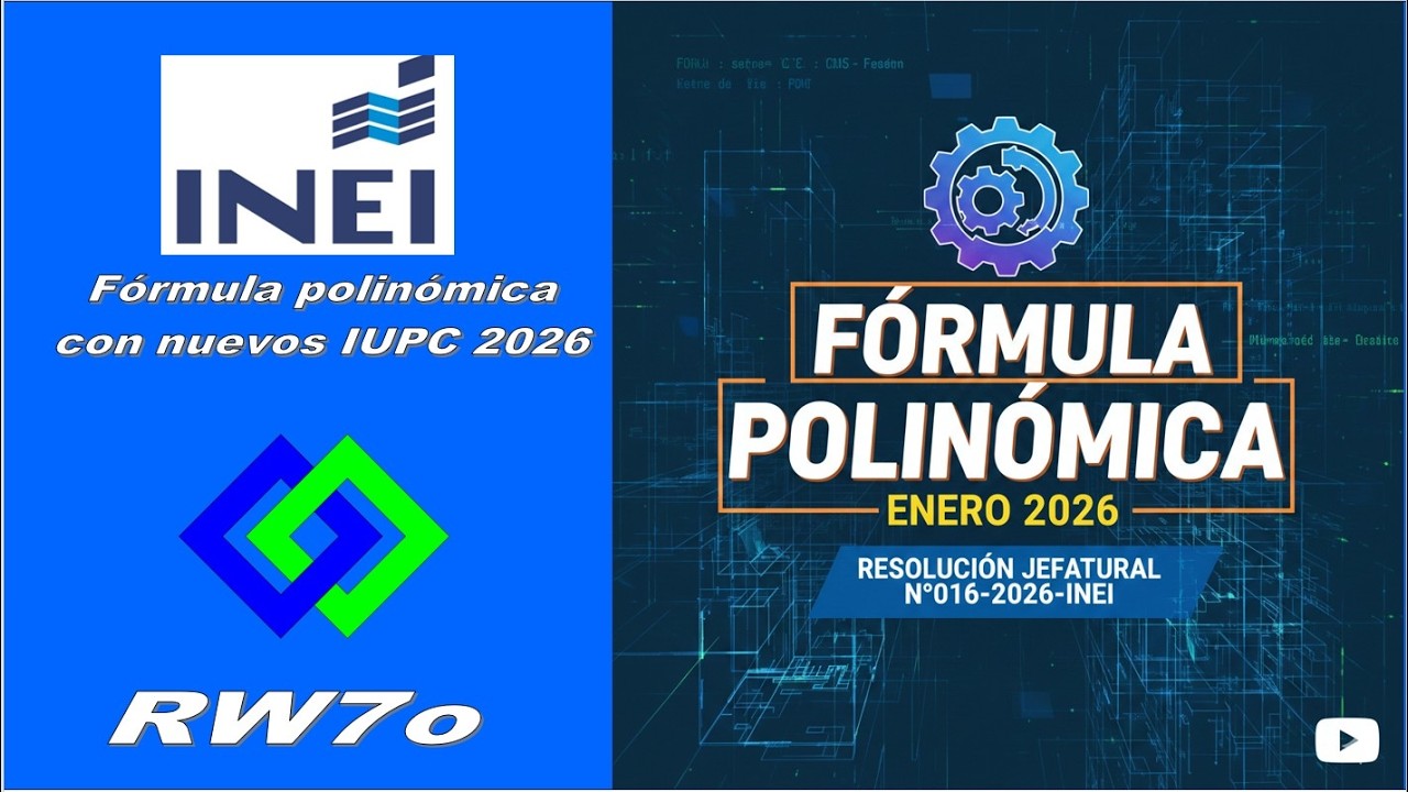 Fórmula polinómica con los nuevos índices unificados de precios de la construcción 2026, en Excel.