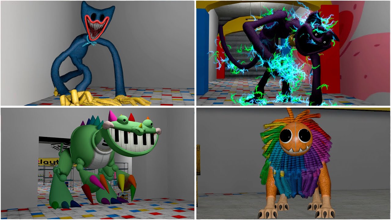 CatNap, Huggy Wuggy, Yarnaby, & Pianosaurus Poppy Playtime Boss Chases | Garry's Mod