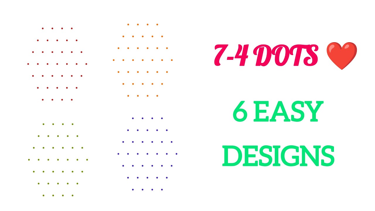 7-4 Dots Rangoli | 6 Easy & Beautiful Kolam Designs for Beginners