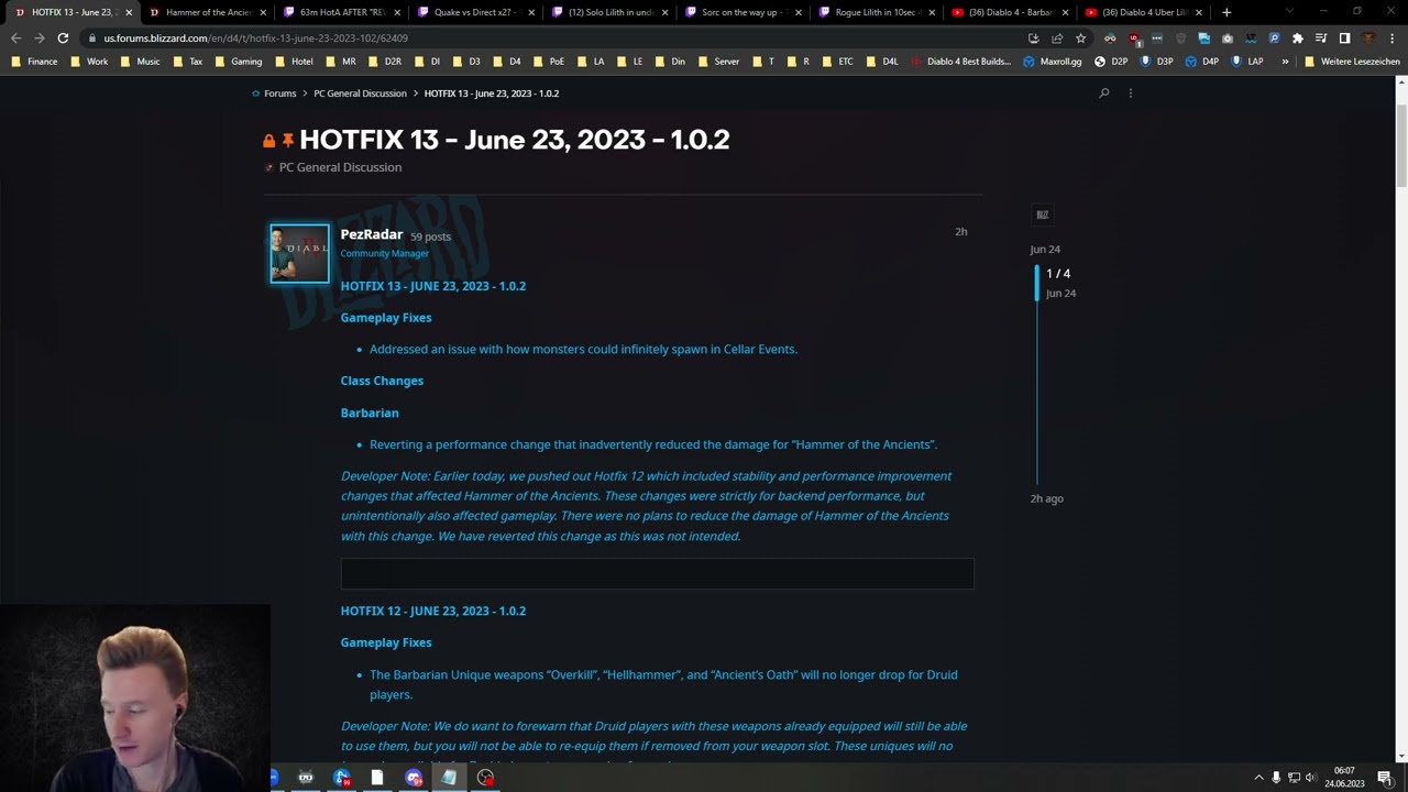 HOTA QUAKE NERF REVERTED & General Balance State Diablo 4