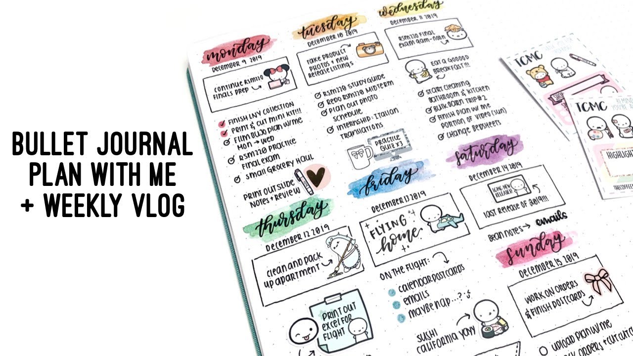 Bullet Journal Plan With Me + Vlog (Exams, flying home, working on orders)