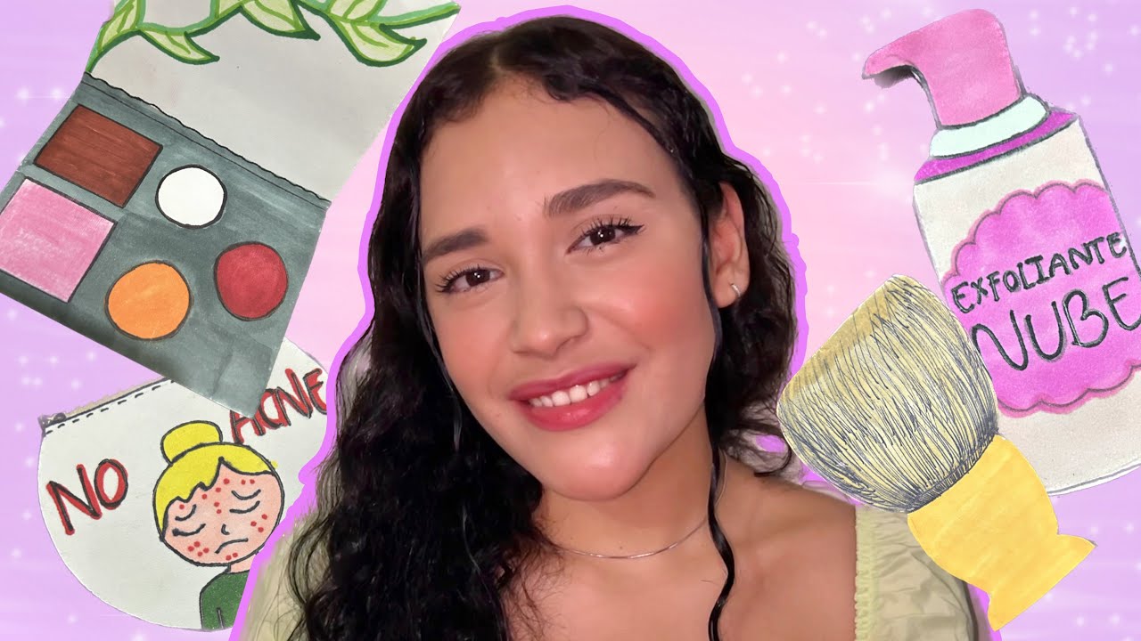 ASMR maquillaje y skincare con dibujos / ASMR makeup with paper cosmetics