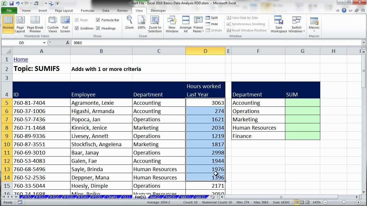 Excel Data Analysis: Sort, Filter, PivotTable, Formulas (25 Examples): HCC Professional Day 2012