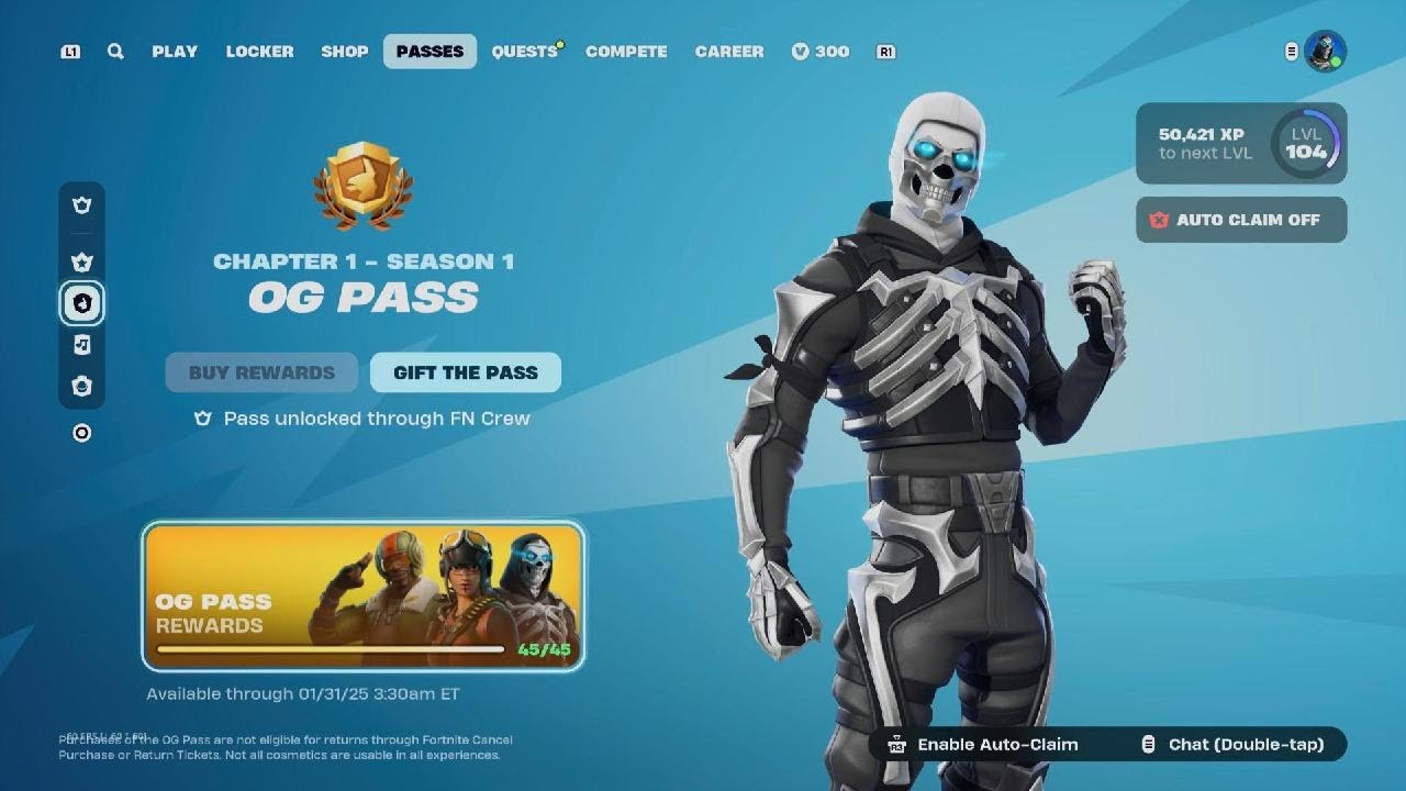 Fortnite Chapter 1 Season 1 OG Battle Pass Showcase