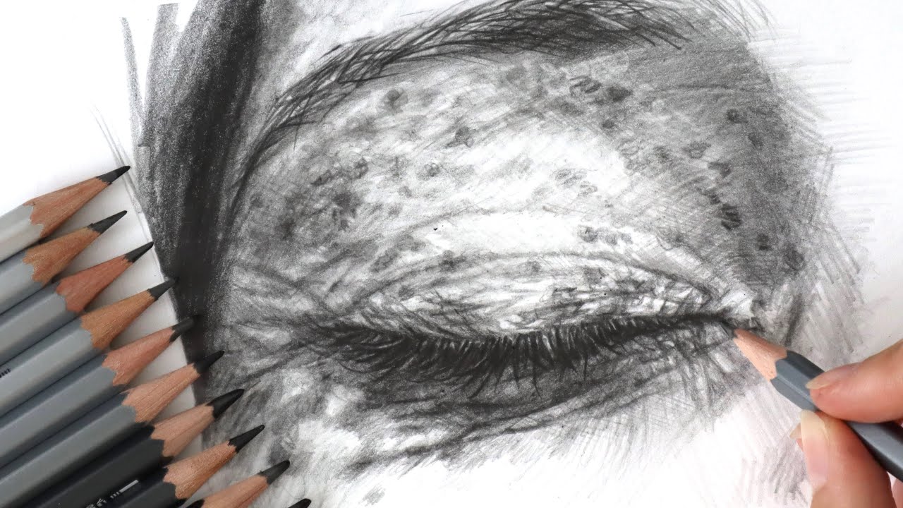 COME DISEGNARE LA PELLE IN MODO REALISTICO: Rughe, Lentiggini, Ciglia | Matite Grafwood Caran d'Ache