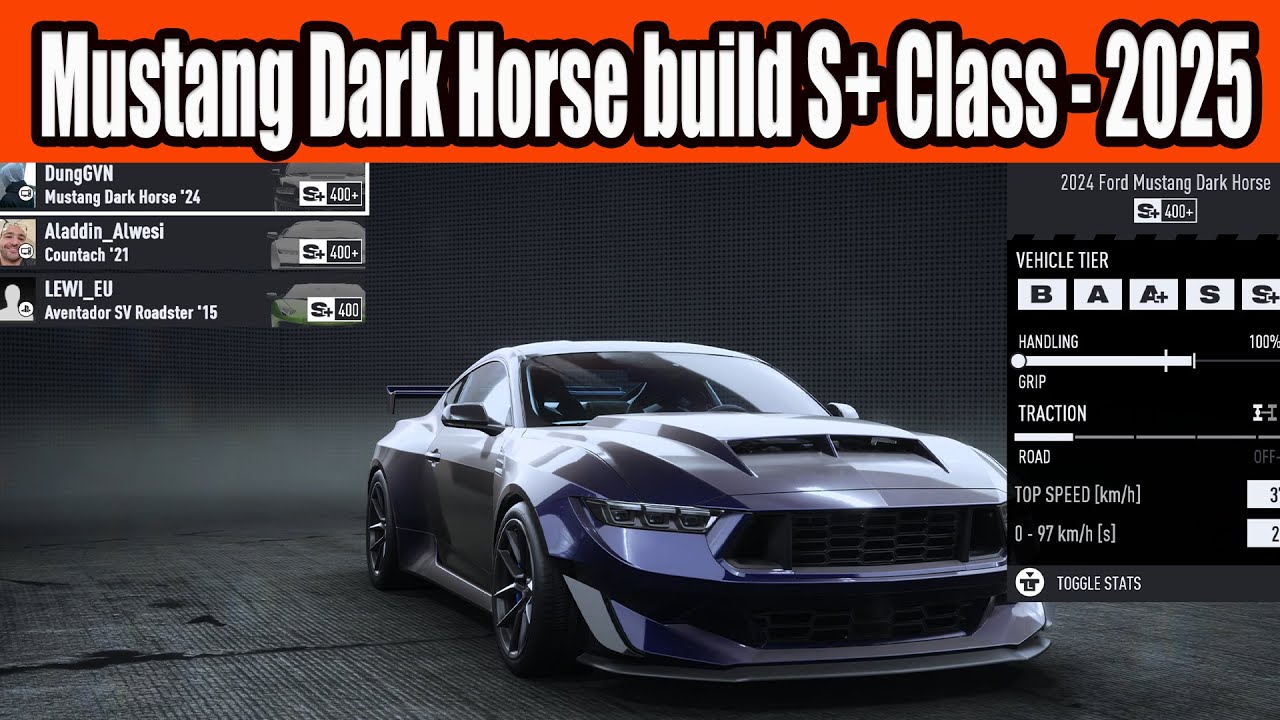 Ford Mustang Dark Horse build S+ Class in NFS Unbound in 2025