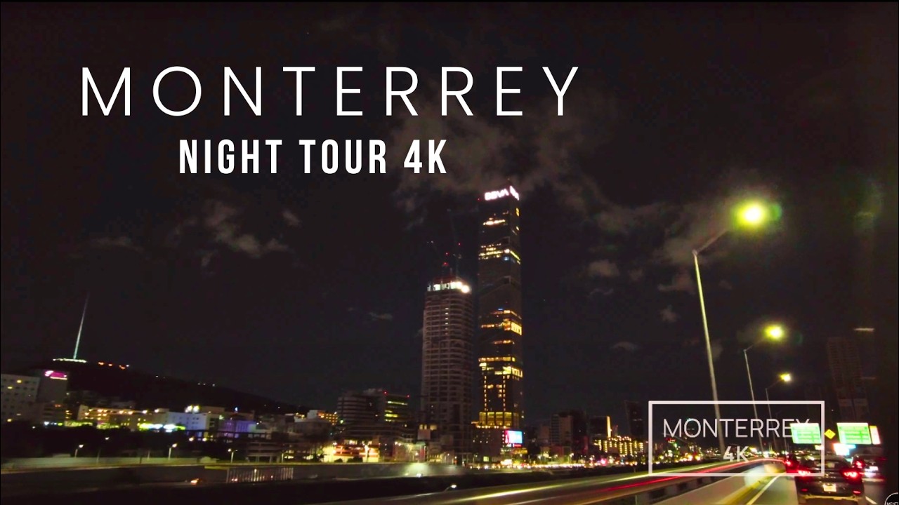 [ 4K ] Monterrey N.L. México Night Tour - Rear view - Driving video Monterrey 4K