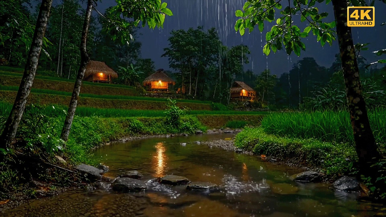 Heavy tropical rain at night the shocking secret to instant deep sleep and relaxation.