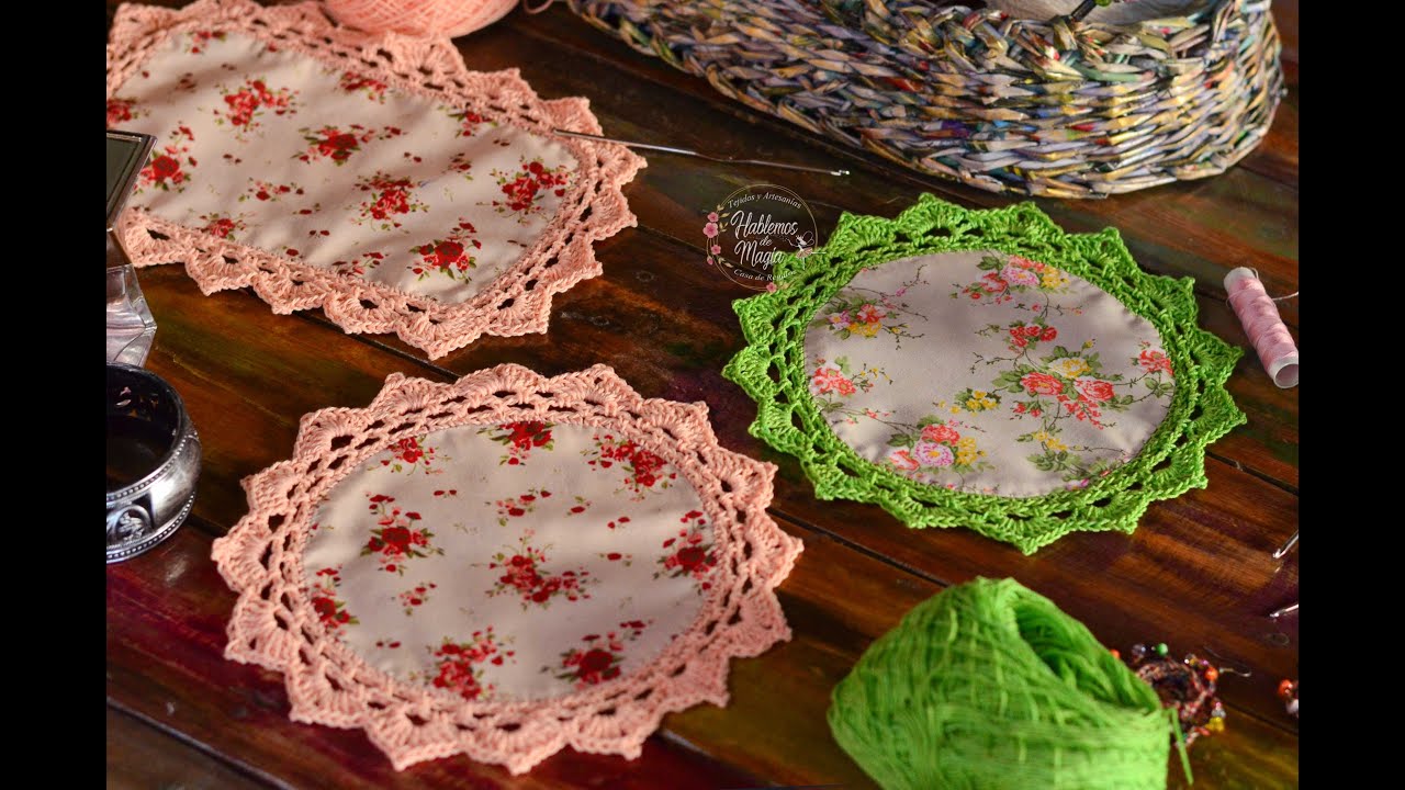 ( Carpetita puntilla y tela ) Paso a paso en crochet.