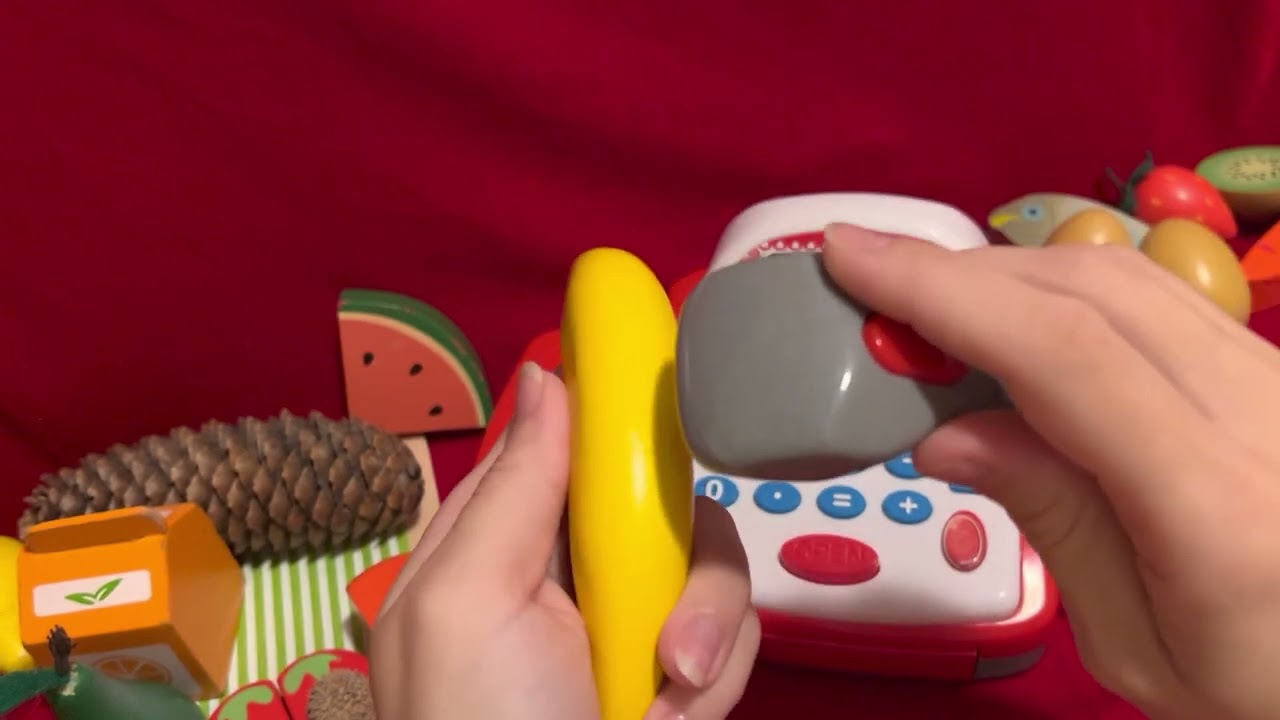 ASMR Wooden Toy Food Checkout - no talking