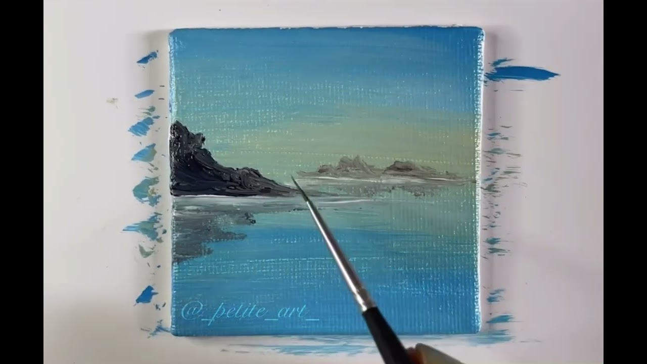 Easy Seascape Painting || Petite Art || #shorts