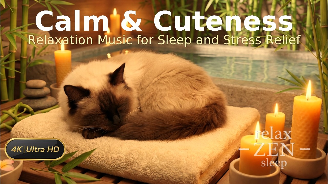 Luna Sleeping at the Spa 🐱✨ 1 Hour 432Hz Asian Zen Music | Calming for You & Your Pets