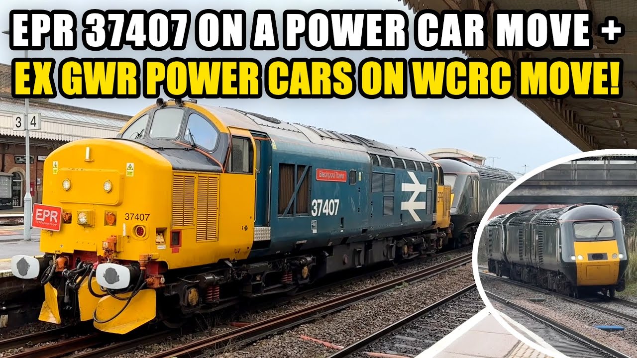 More Power Cars leave Laira! 37407 takes 43188 + 43189 to Ely + 43198, 43098 & 43097 on a WCRC move!