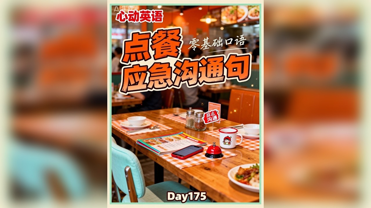 Day 175 | 点餐应急沟通句-零基础口语实用15句 听 Day 175 | 点餐应急沟通句-零基础口语实用15句 听10遍 说1遍 英语自然顺嘴念