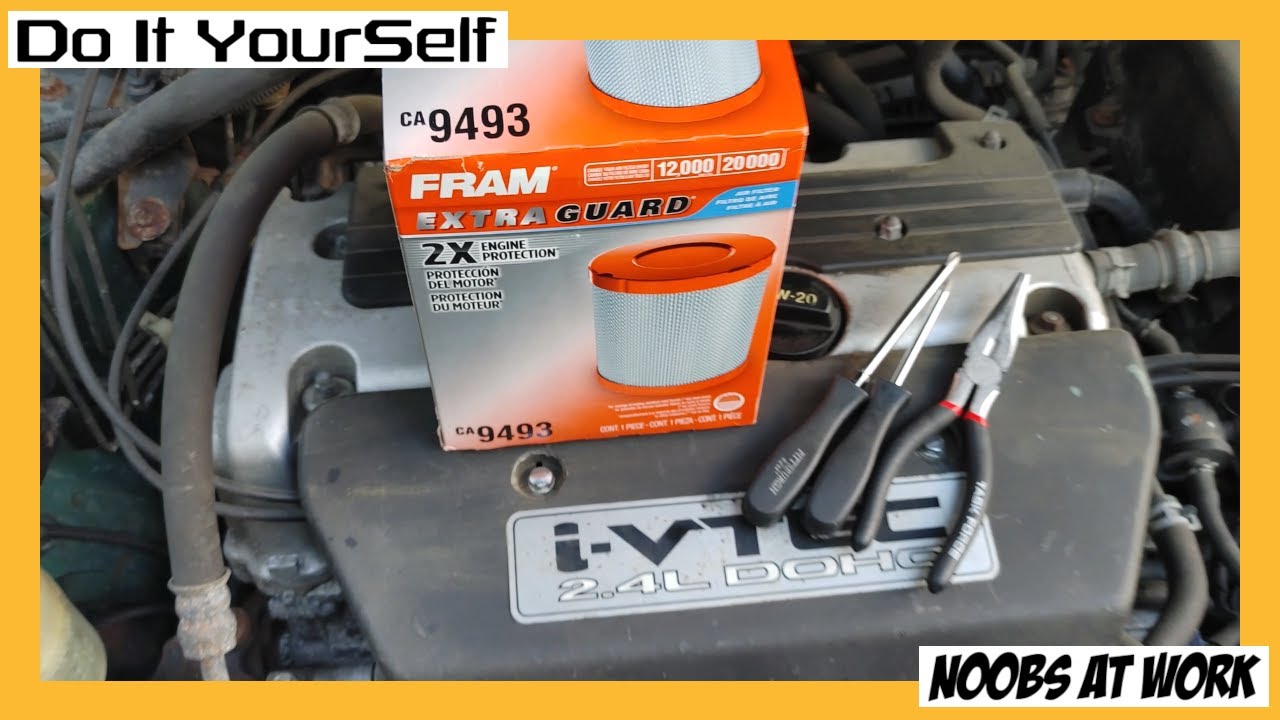 DIY 2002 - 2006 Honda CR-V 2.4L FRAM Extra Guard CA9493 Engine Air Filter Replacement Installation