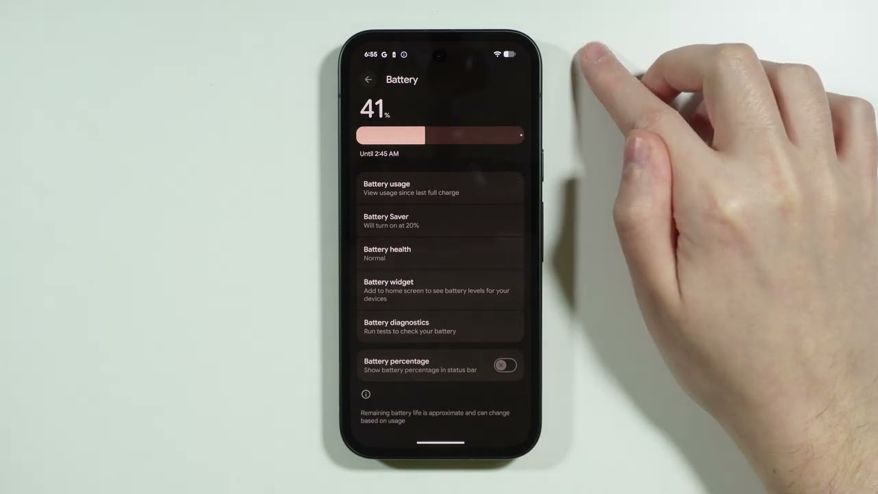 Google Pixel 10a: Как проверить состояние батареи