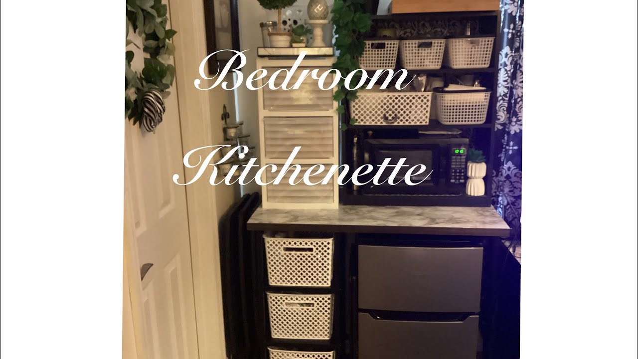 DIY Bedroom Kitchenette || Small Bedroom || mini fridge