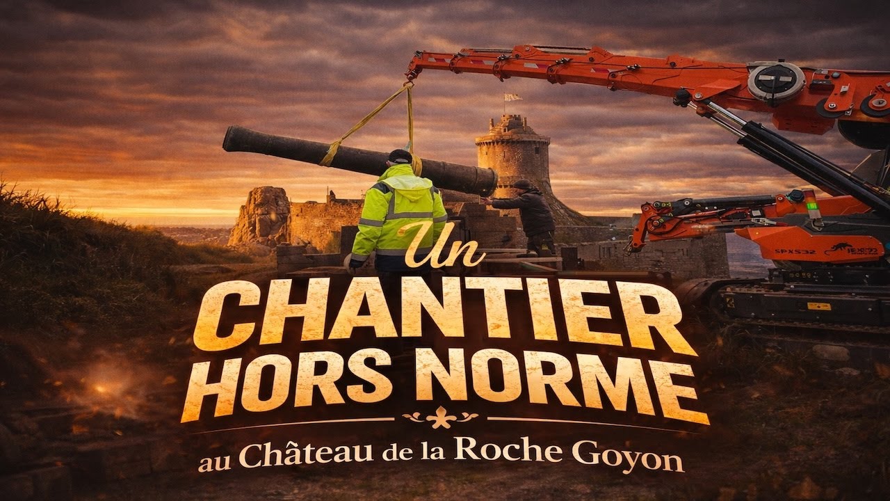 Un chantier hors norme au château de la Roche Goyon (installation de canons de plusieurs tonnes)