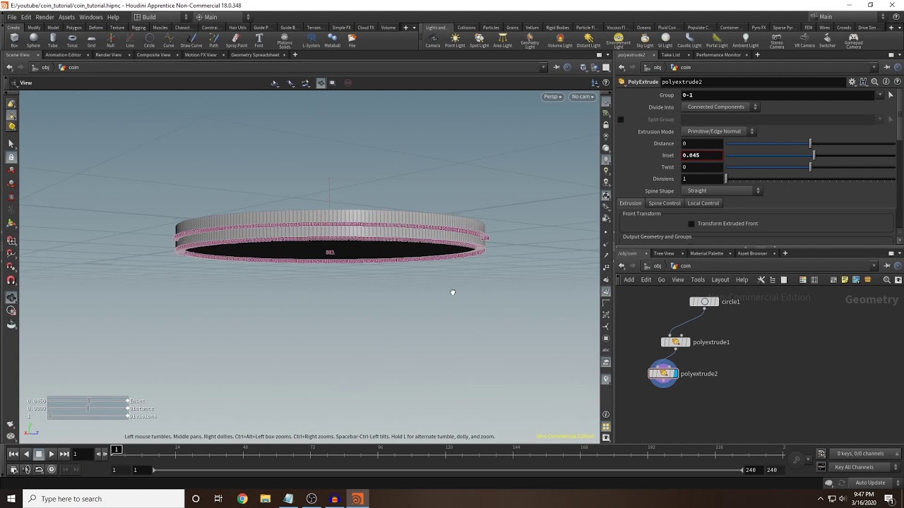 [Houdini Tutorial] Beginner Indented Coin Modeling