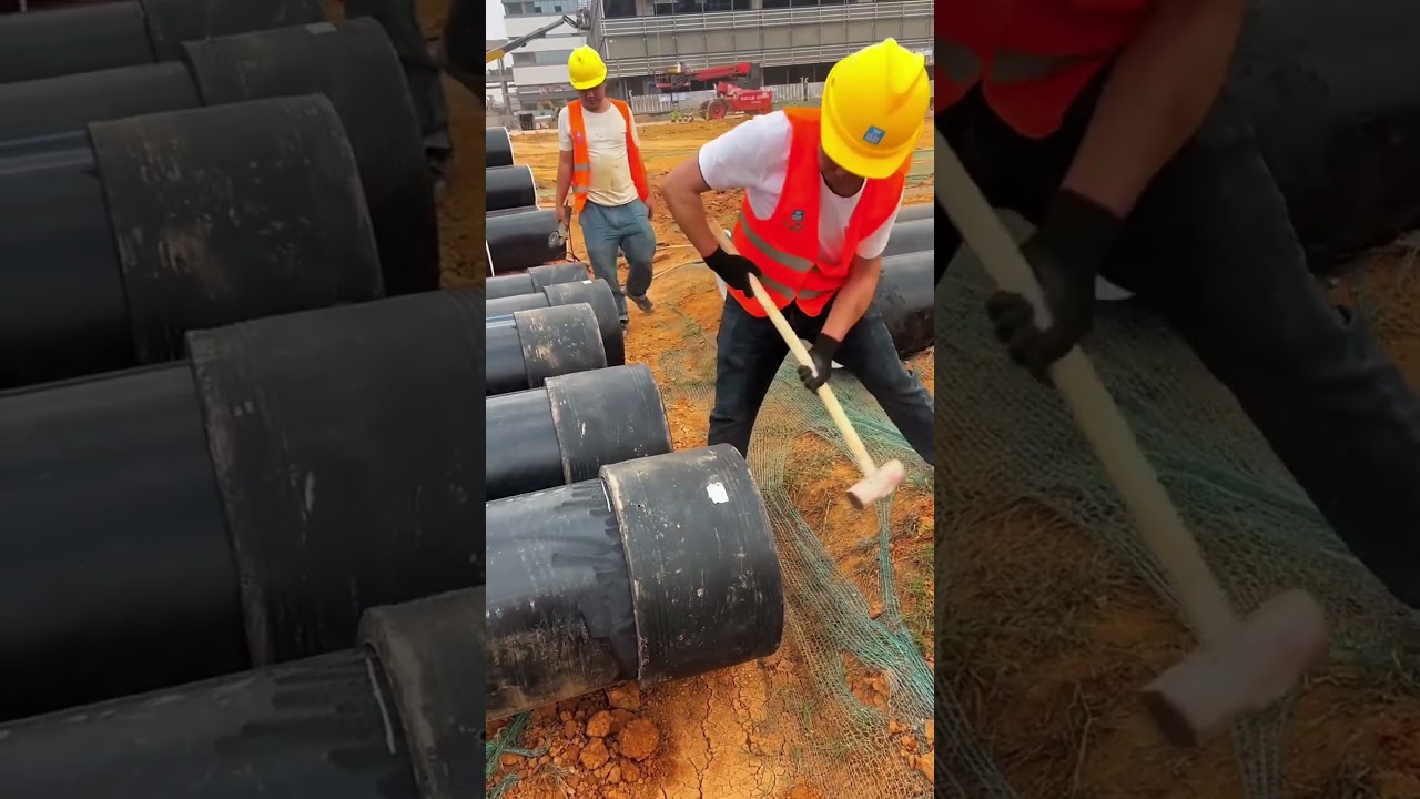 Fire outdoor pipe docking process #trending #diy #engineering #manufacturing #welding #satisfying