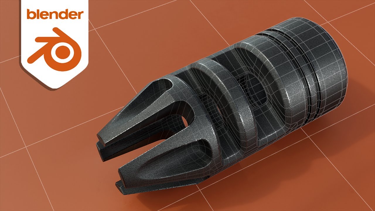 Modeling a Muzzle brake Boolean & Retopology workflow