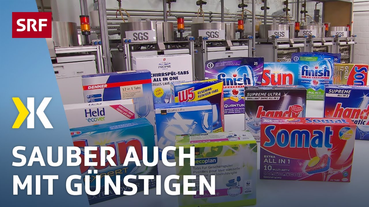 Spül-Tabs im Test: Günstigste Tabs sorgen für sauberes Geschirr | 2017 | Kassensturz | SRF
