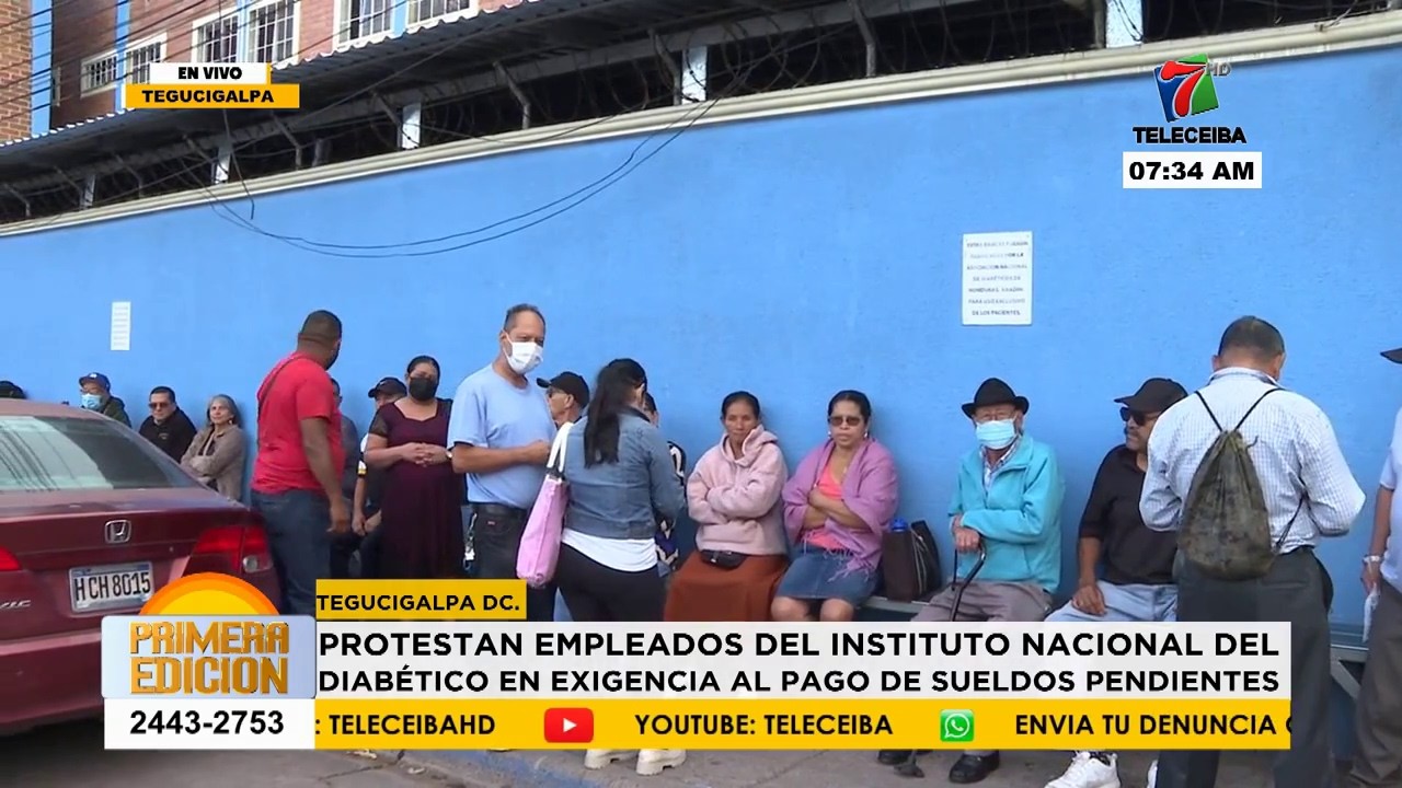 Protestan empleados del Instituto Nacional del Diabético en exigencia al pago de sueldos pendientes