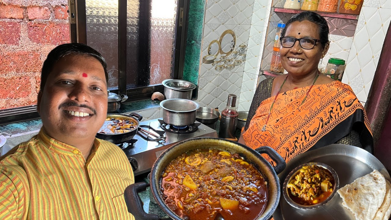 कोकणातील गावाकडच्या चवळी काजूची भाजी 😍 | Chavali Bhaji Recipe | S For Satish | Ambavali, Kokan