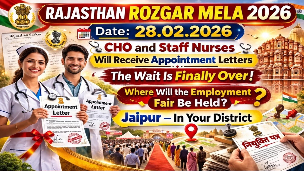 Rajasthan Rojgar Mela 2026 | 28 Feb Appointment Letter CHO & Staff Nurse Niyukti | Jaipur Big Update