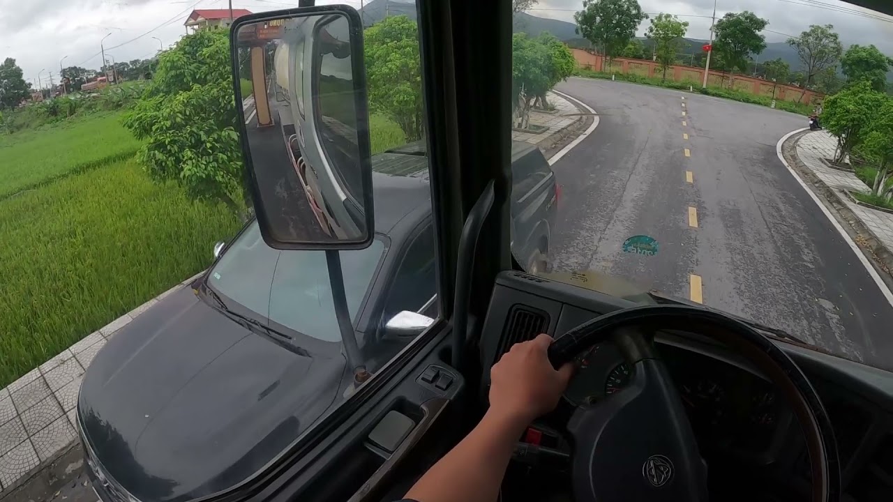 POV Driving Concrete Mixer Truck on a narrow road in viet nam