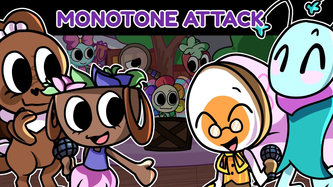 Monotone Attack but Cocoa, Bassie, Eggson and Flyte sings it (FNF Dandy's World Reskin/Cover)