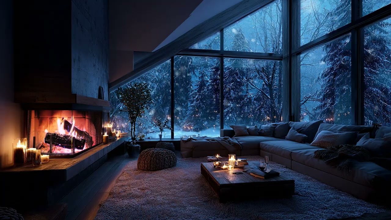Blizzard Wind and Fireplace Fire Sounds for Deep Sleep, Anxiety Relief and Winter Comfort