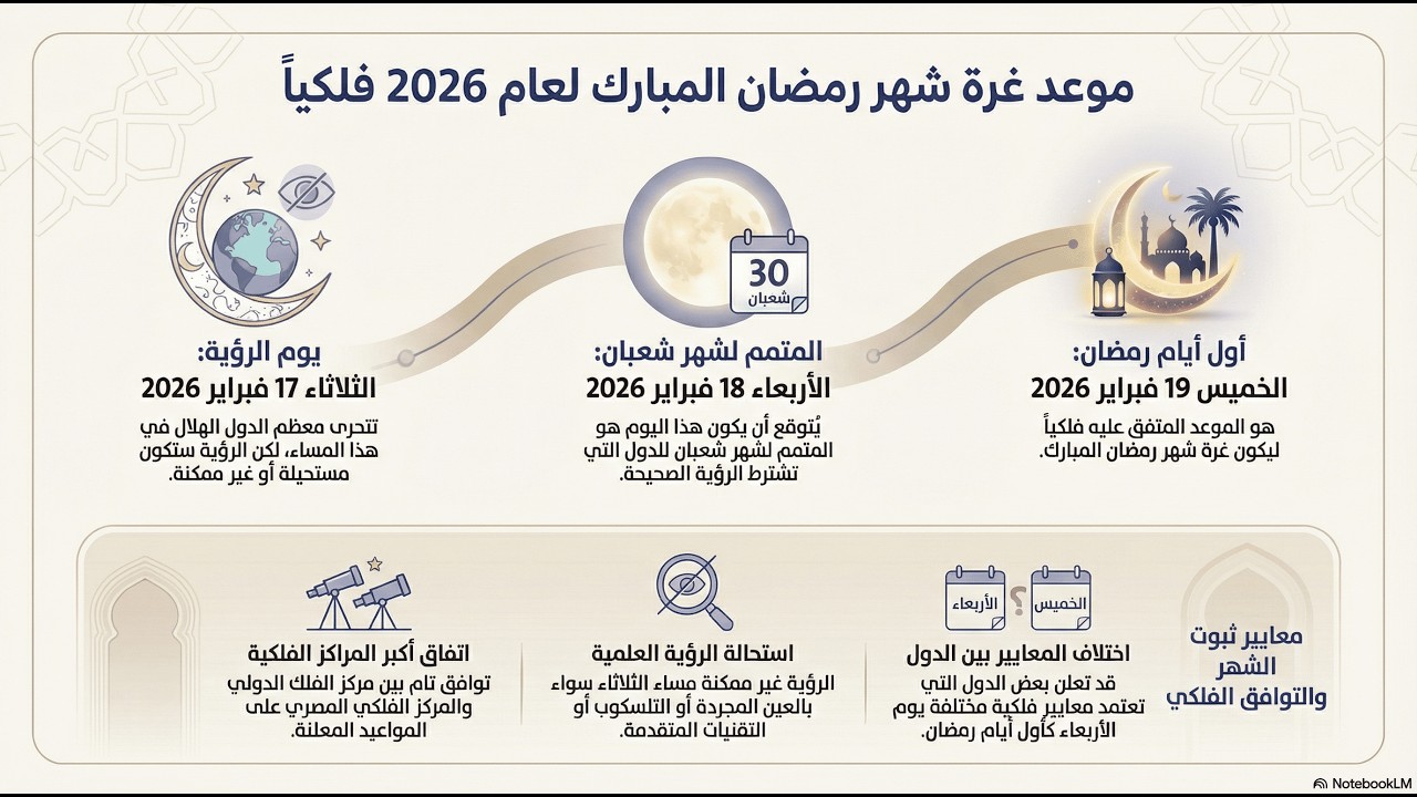 موعد اول ايام شهر رمضان 2026