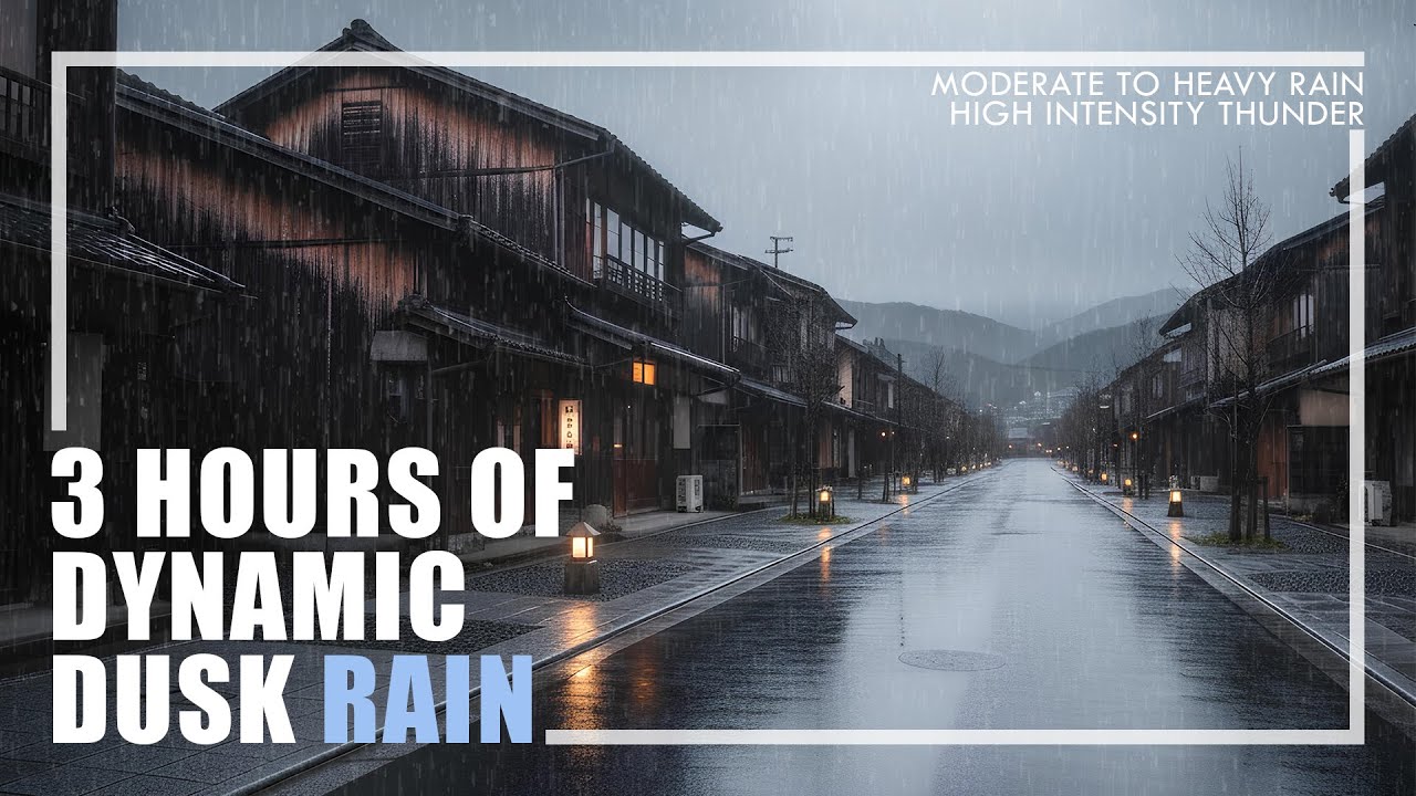 Dynamic Rain Sounds | 3 Hours of Moderate to Heavy Rain With Thunder