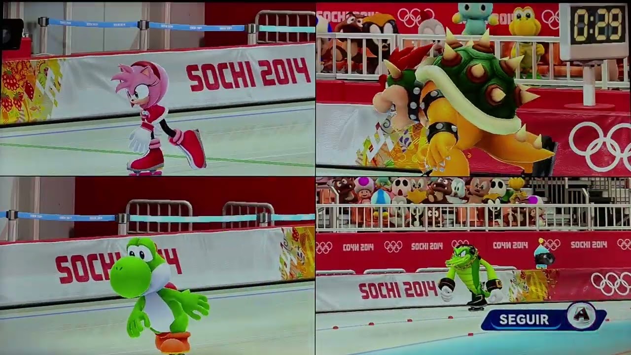 Mario & Sonic Sochi 2014 Speed Skating 500m #20 (Yoshi Vs Amy Vs Vector) + Bowser Loses 