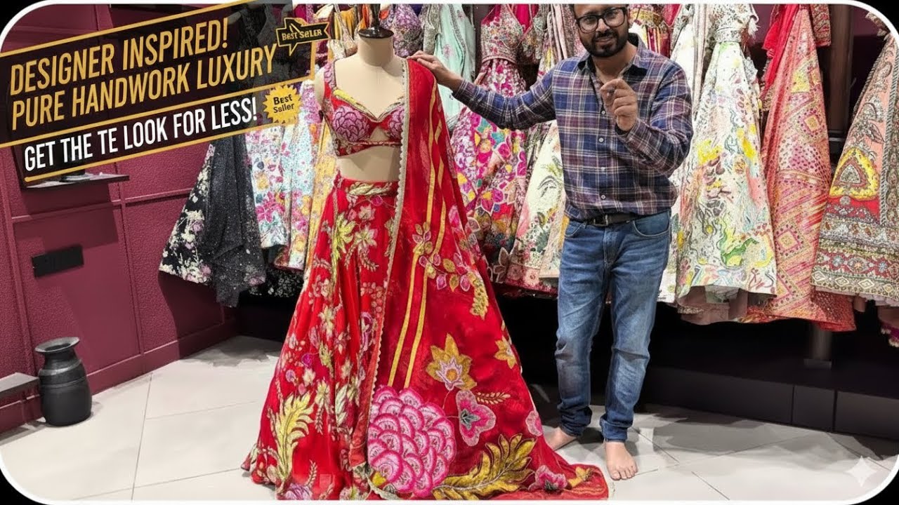 Designer Bridal Lehenga at Affordable Price 😍 Red & Green Luxury Wedding Lehenga | Mittal Sarees