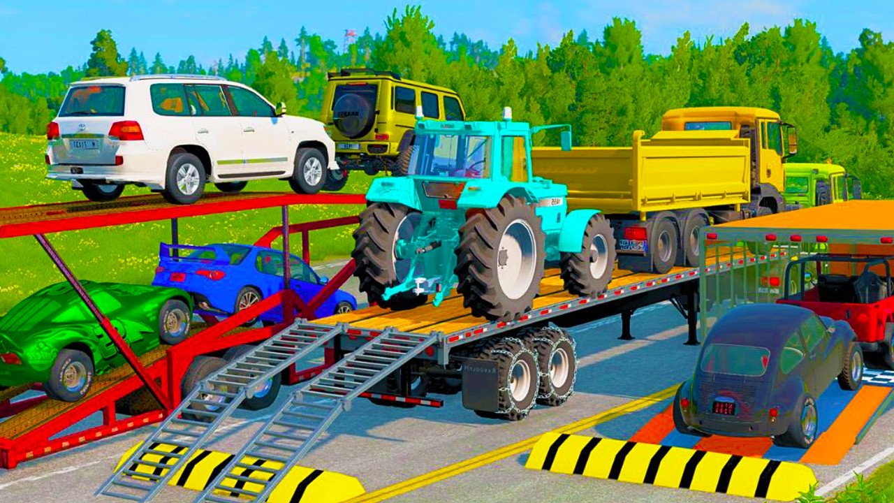 Flatbed Truck Mcqueen | Transportation with Truck - Pothole vs Car #07 - BeamNG.Drive