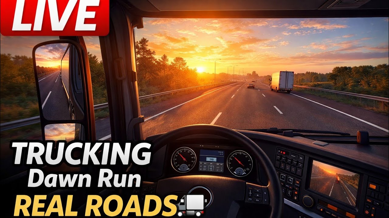 LIVE 🚚 Dawn Drive Across Europe | Realistic Trucking No Music | Chill Road Cam + Chat