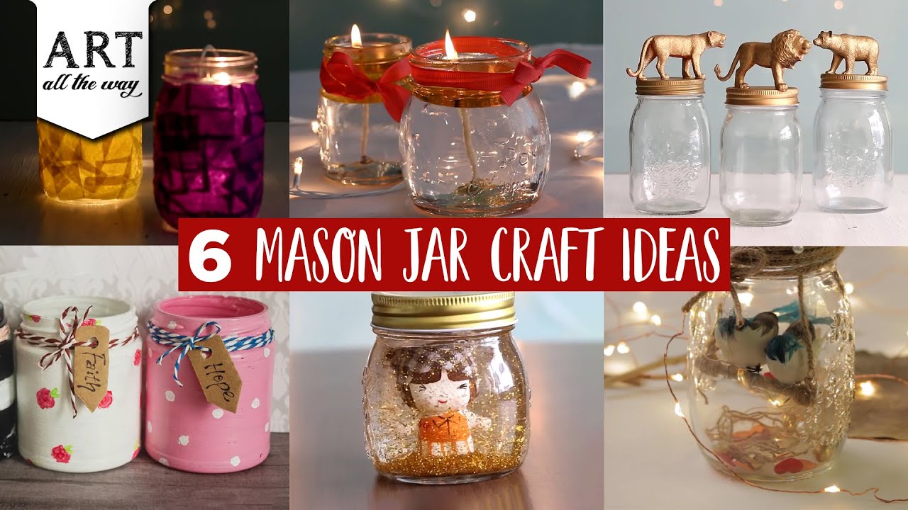 6 Mason Jar Craft Ideas | Best out of waste Ideas | DIY Home Decors | Glass Painting | Upcycle