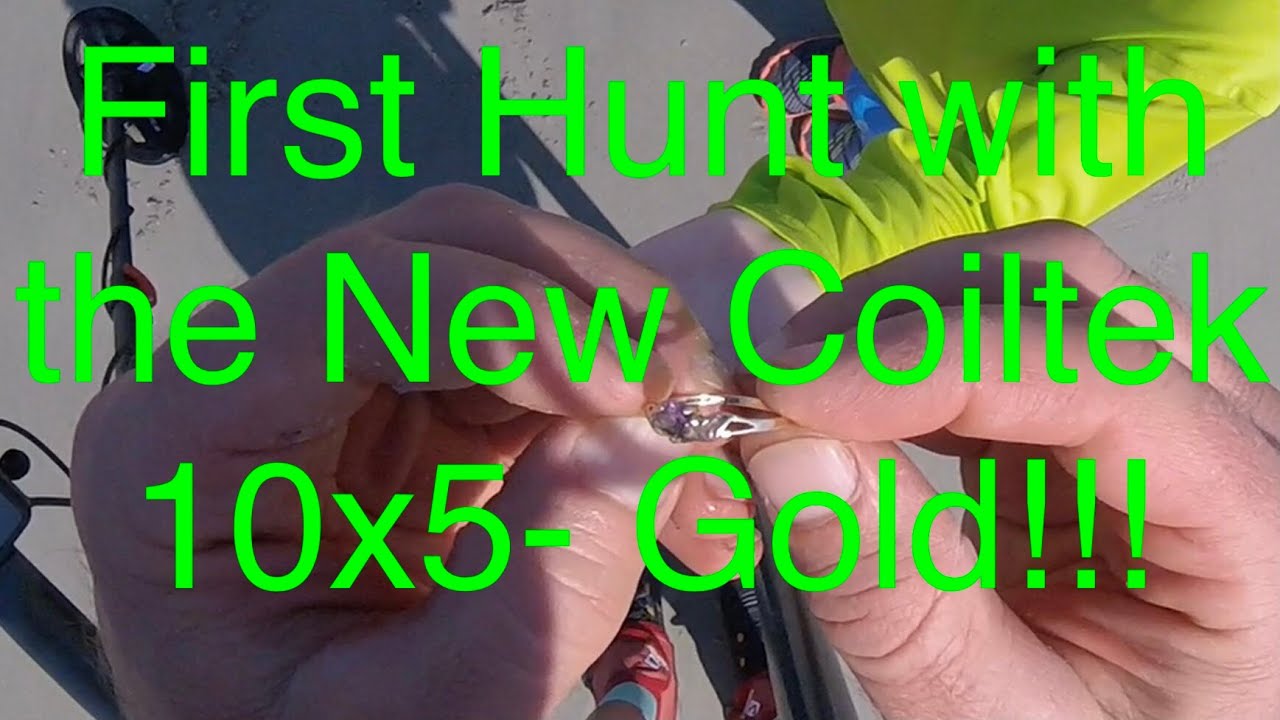 Finding Treasure on the Beach with a Metal Detector- 1st Hunt with the Coiltek 10x5 Coil- Gold Ring!