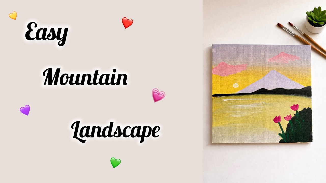 Easy mountain landscape Painting😍 | Simple Canvas Painting for Beginners 🌷