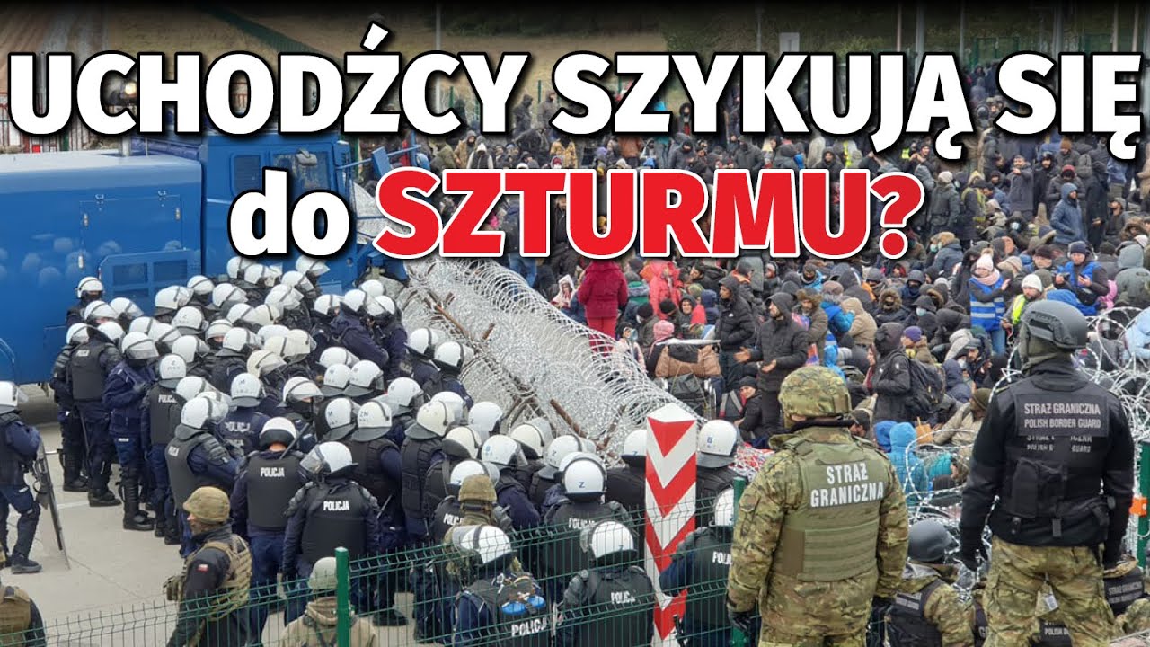 UCHODŹCY tłoczą się na GRANICY. Policja pokazała SZOKUJĄCE NAGRANIE