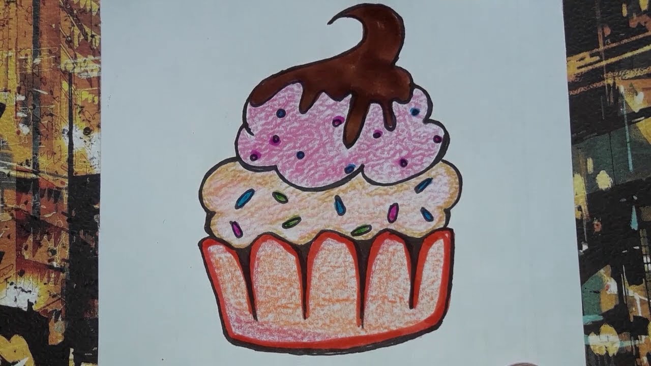 How to draw Chocolate cupcake Drawing for kids | easy kids drawings