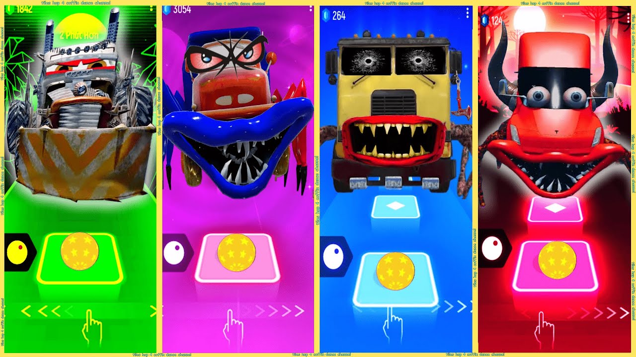 coffin dance - Truck Eater 🆚 Truck Eater Cyborg 🆚 Scary Truck Eater 🆚 Tesla Truck Eater | Tiles HOP