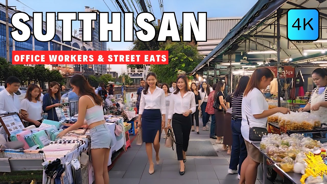 [4K] Exploring Sutthisan Street Food Scene in Bangkok 🇹🇭 ASMR 🎧 Walking Tour