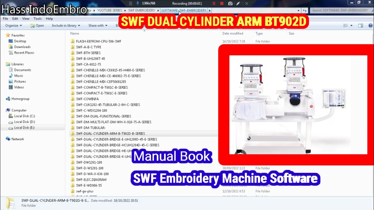 Mesin Bordir SWF Dual Cylinder dan update perangkat lunak